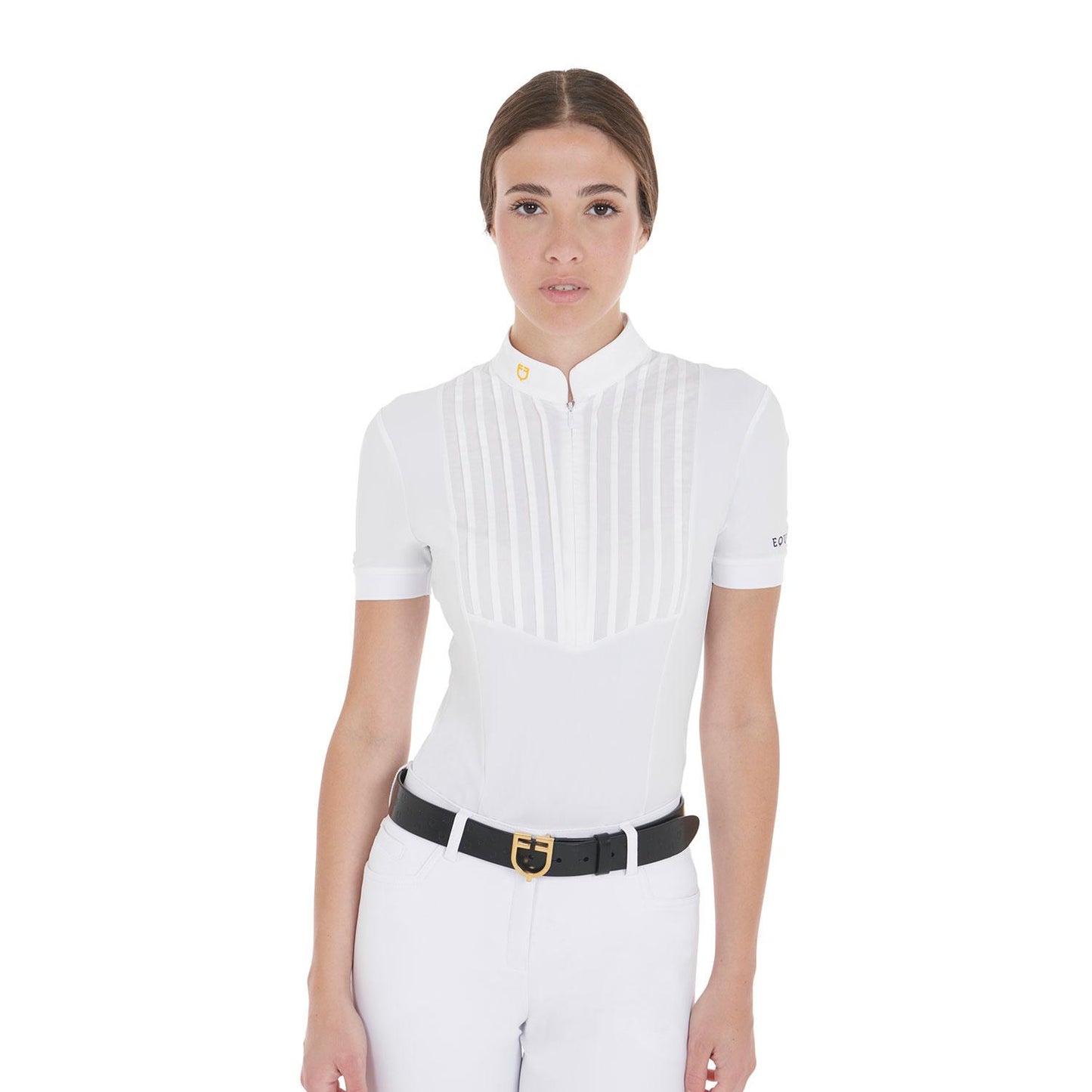 POLO DA GARA DONNA EQUESTRO SLIM FIT COTONE PLISSETTATO