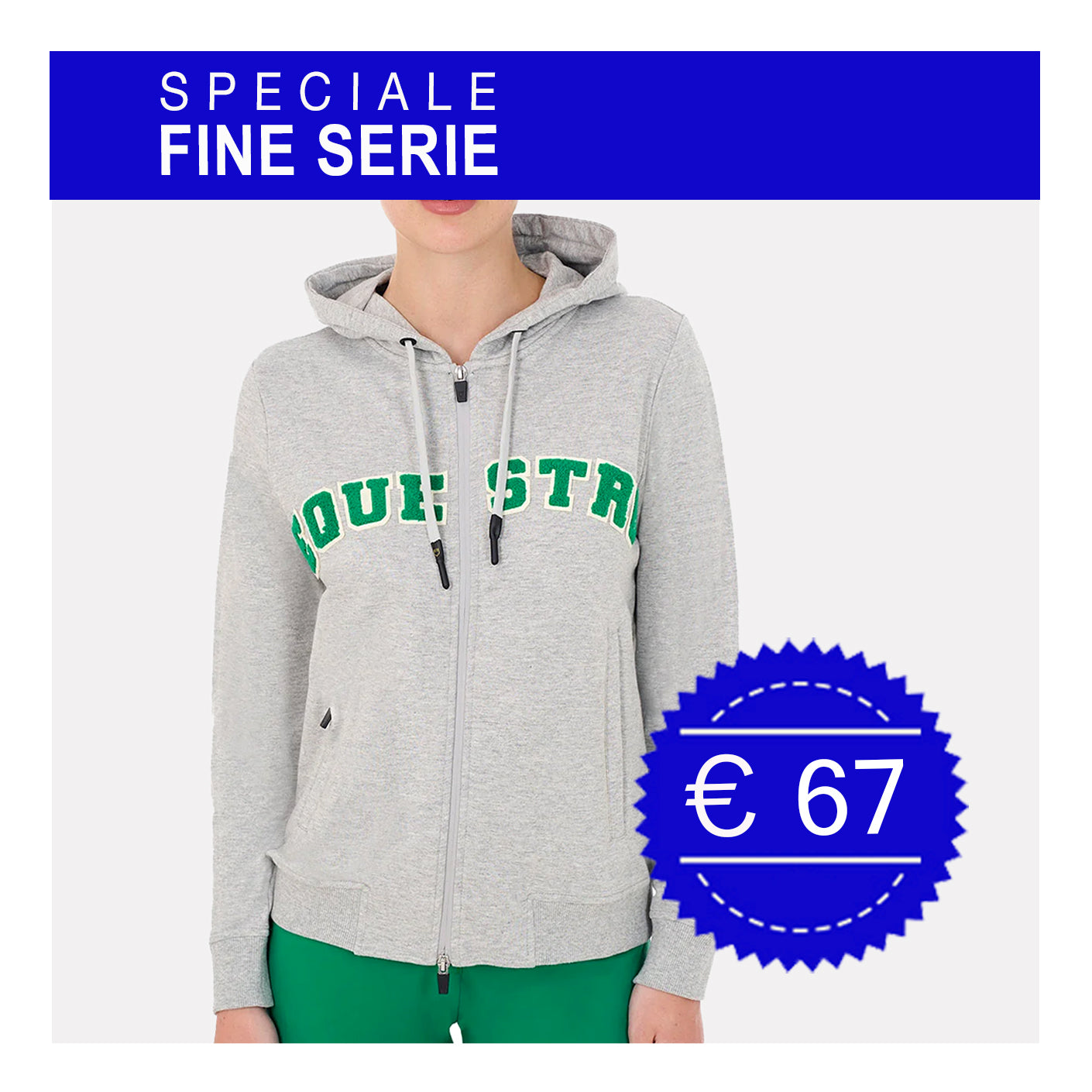 FELPA EQUESTRO GRIGIA DA DONNA CON ZIP