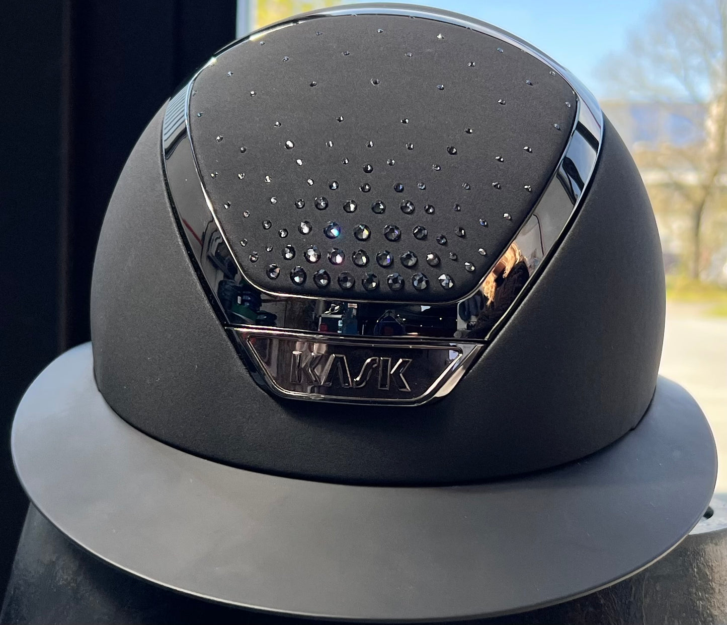 CAP KASK STAR LADY CRHOME BLACK CON SWAROVSKI