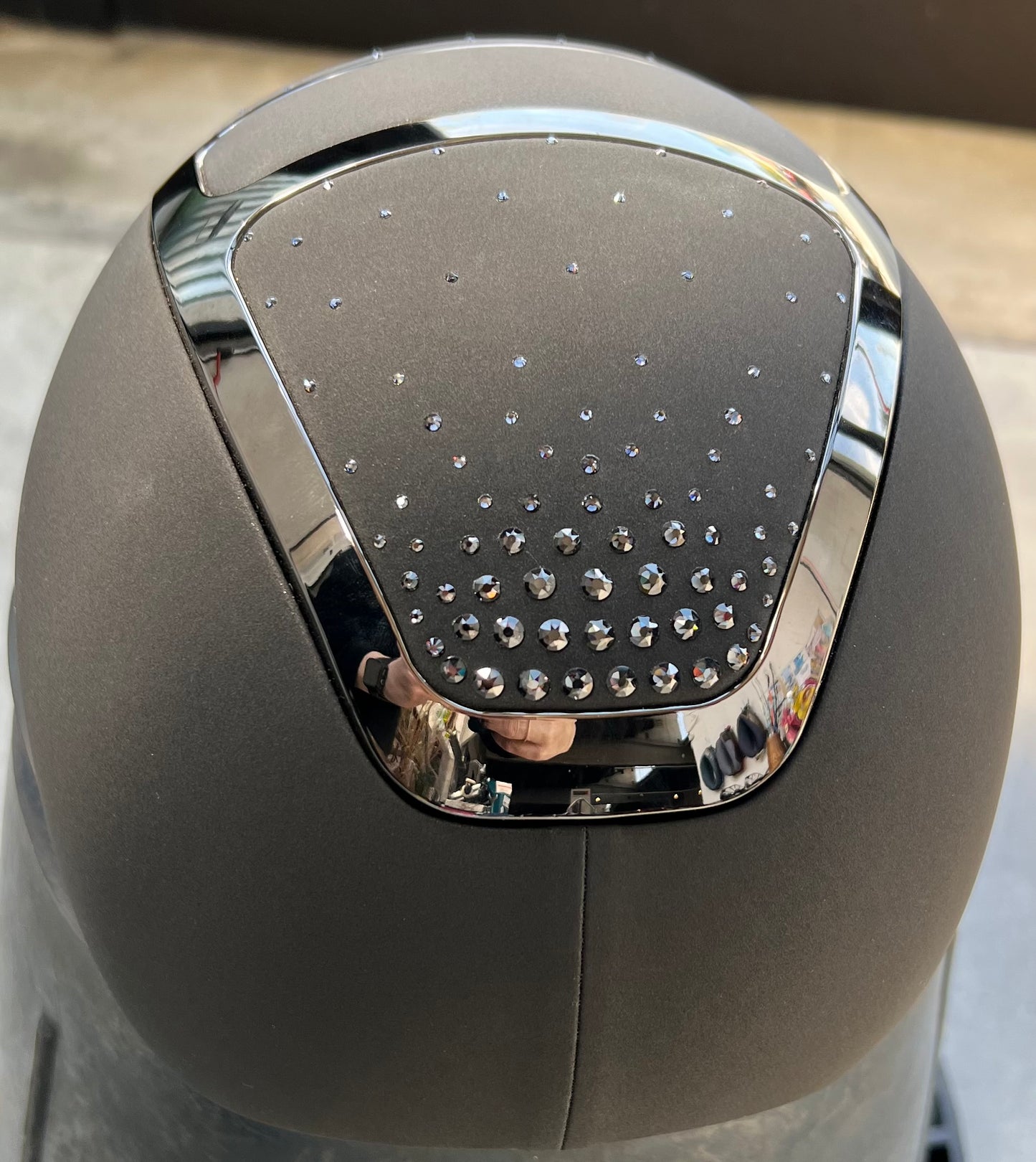 CAP KASK STAR LADY CRHOME BLACK CON SWAROVSKI