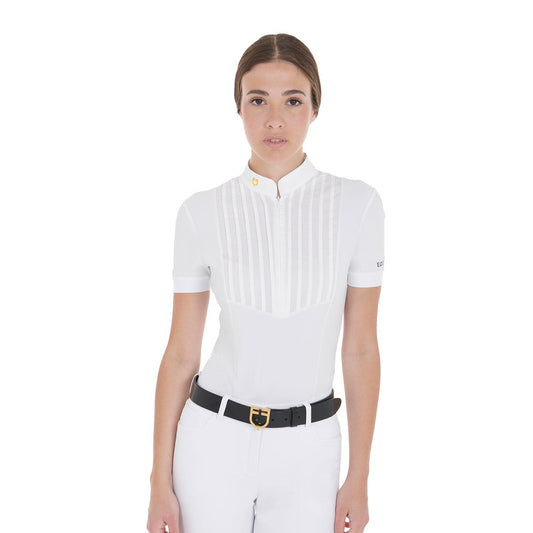 POLO  DA GARA DONNA EQUESTRO SLIM FIT COTONE PLISSETTATO